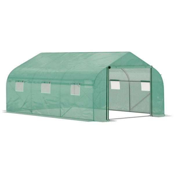 . Walk-in Polytunnel Tent, PE Cover, ZipDoor Windows, Green