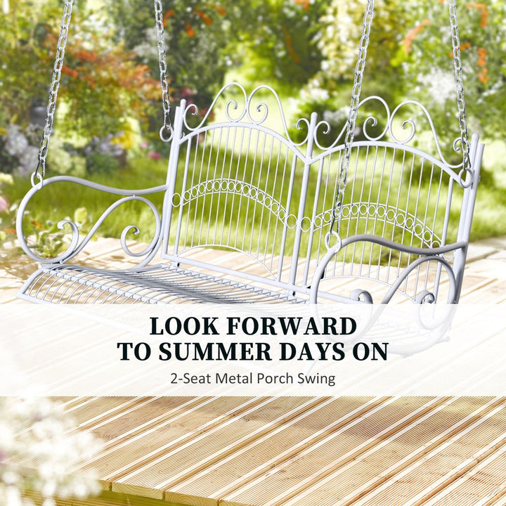 Outsunnyetal -Seater Outdoor Garden Swing Bench White