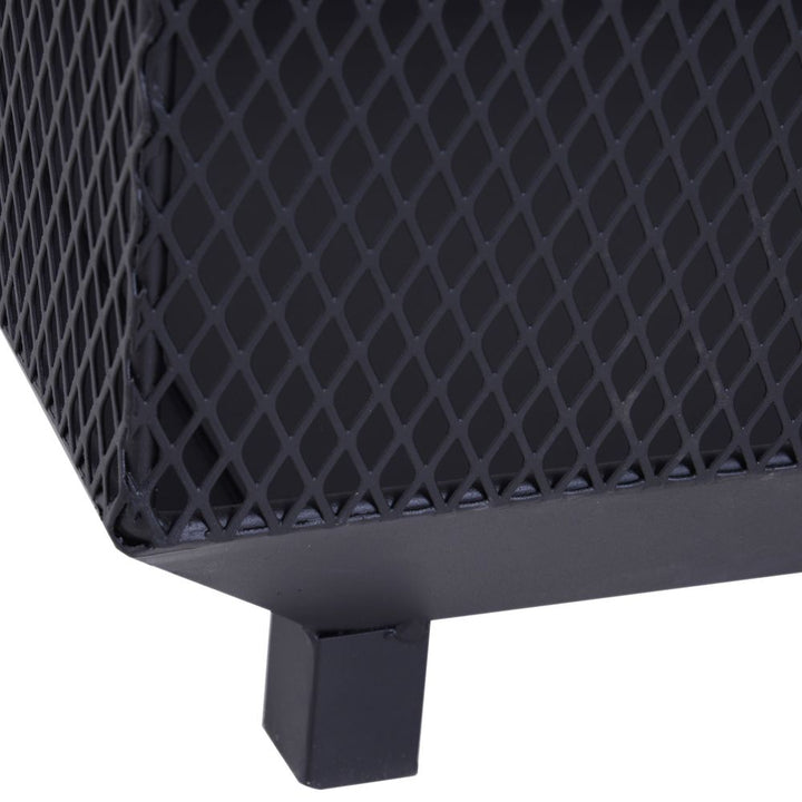 Outsunny Fire Pit, Square Shape, Steel-Black
