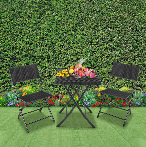 Outdoor Rattan Garden Bistro Table & Chairs Set