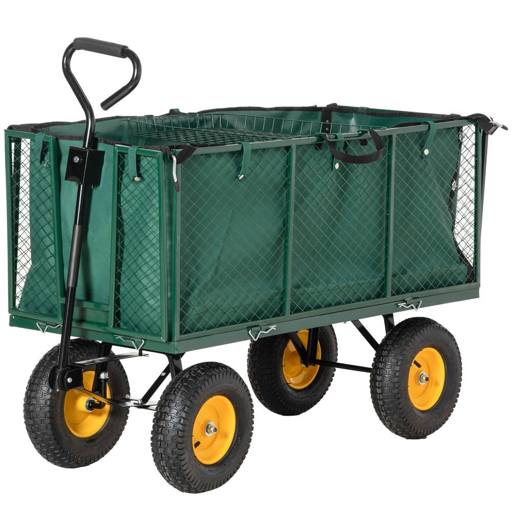 Large 4 Wheel Garden Cart Truck Trolley Wheelbarrow Trailer