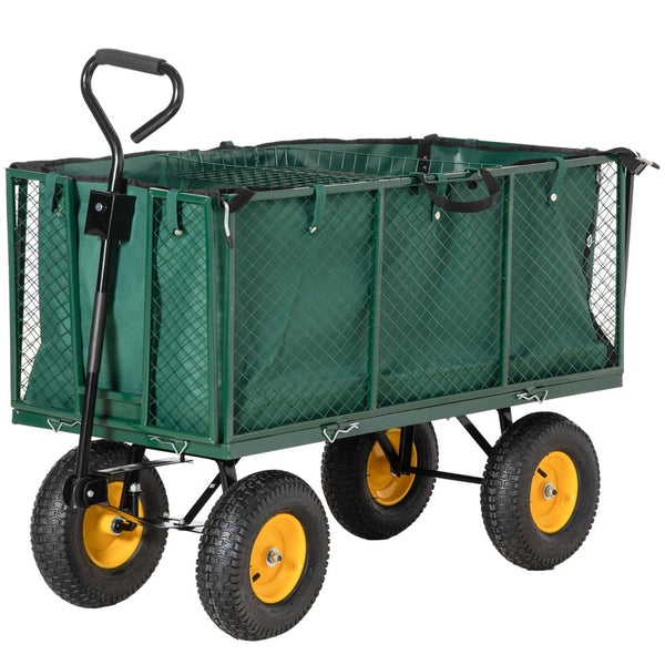 Large Wheel Garden Cart Truck Trolley Wheelbarrow - Green Trailer