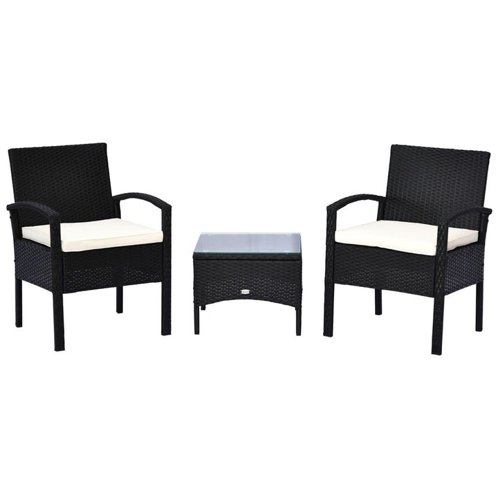 Outsunny Seater Rattan Bistro Set, Steel-Black