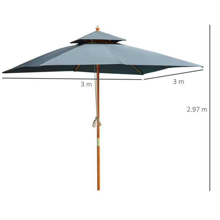 xm Wood Square Patio Umbrella Gardenarket Parasol Sunshade Canopy