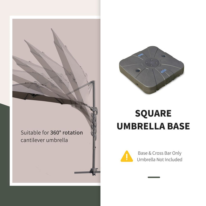 Square Cantilever Patio Umbrella Base Water or Sand Filled with Wheels Crossbar