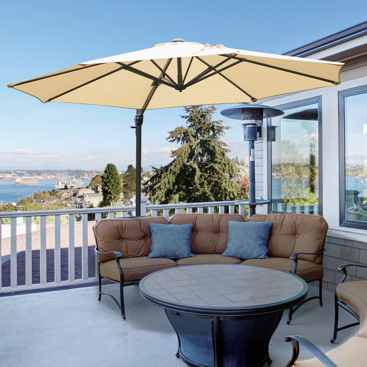 Outsunny Umbrella Parasol W/� Rotation and Cross Base-Beige