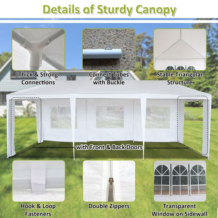  x ft Garden Party Event Tent for Gatheration, Outdoor Gazebo Shaded Pergola with Walls, White