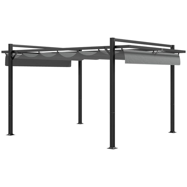 Outsunny x Pergola with Retractable Roof and Aluminium Frame, Grey