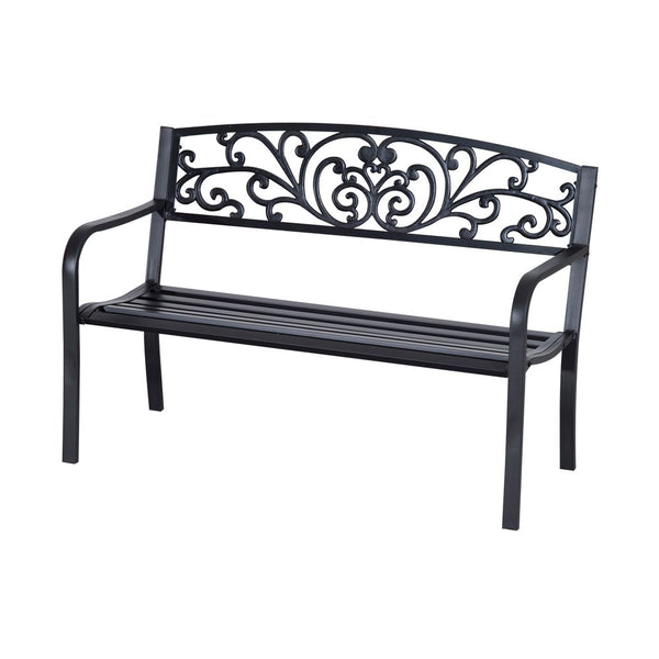-Seater Garden Bench, Steel-Black