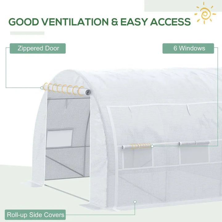  Polytunnel Greenhouse Pollytunnel Tent w/ Steel Frame White