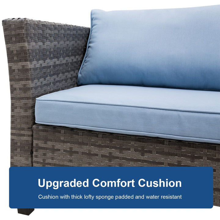 -Seater Outdoor Garden PE Rattan Furniture Set Blue
