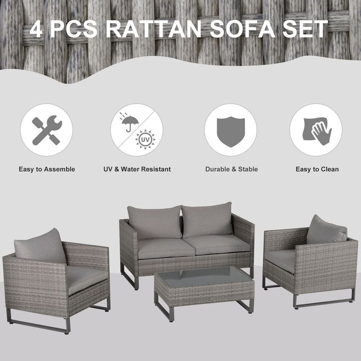  PE Rattan Wicker Outdoor Dining Set Sofa Chairs Table Cushions