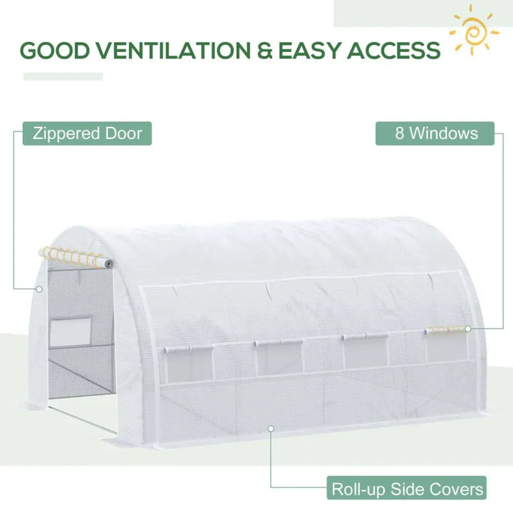  Polytunnel Greenhouse Pollytunnel Tent w/ Steel Frame White