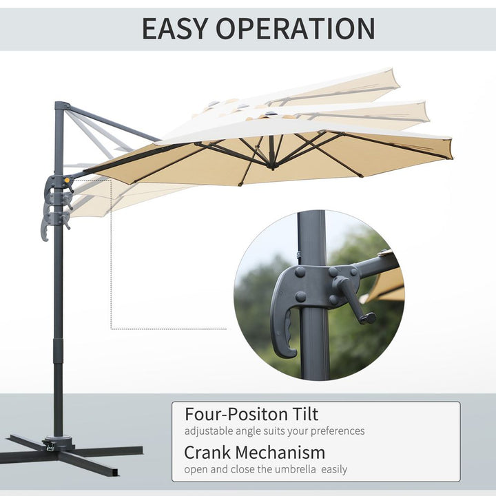 Outsunny Umbrella Parasol W/� Rotation and Cross Base-Beige