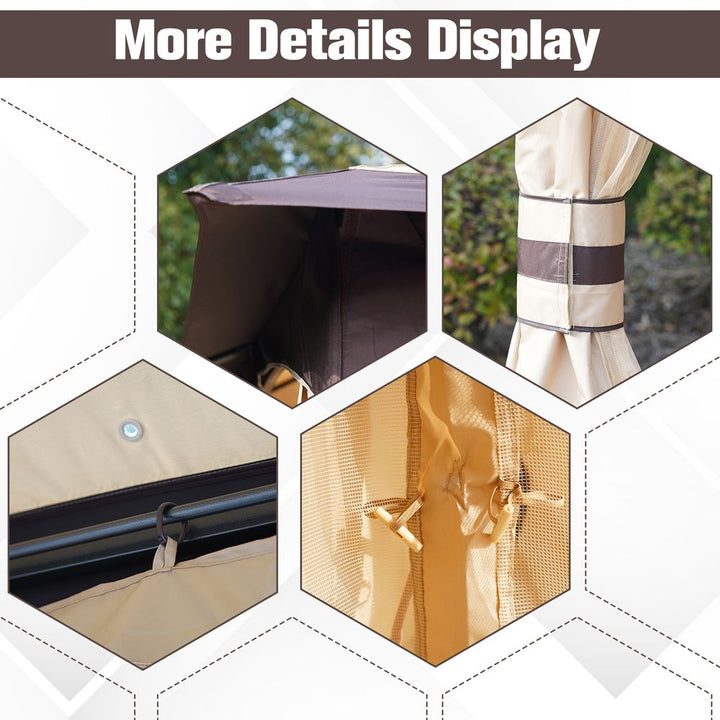  x ' Outdoor Patio -Tier Roof Gazebo Canopy Steel Frame w/esh Sidewalls