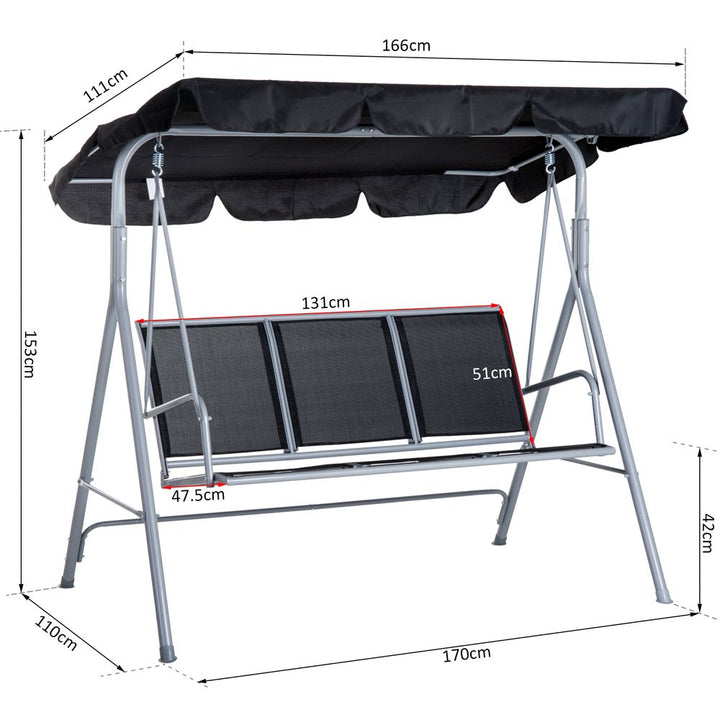 Outdoor -Seater Swing Chair-Black
