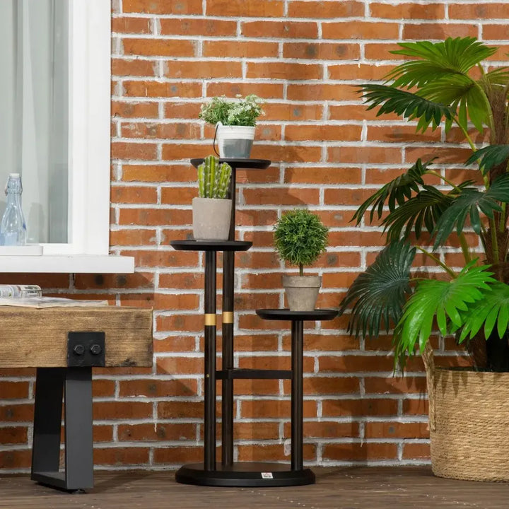  Tiered Plant Stand, Bamboo Plant Shelf for Indoor & Outdoor, Dark Walnut