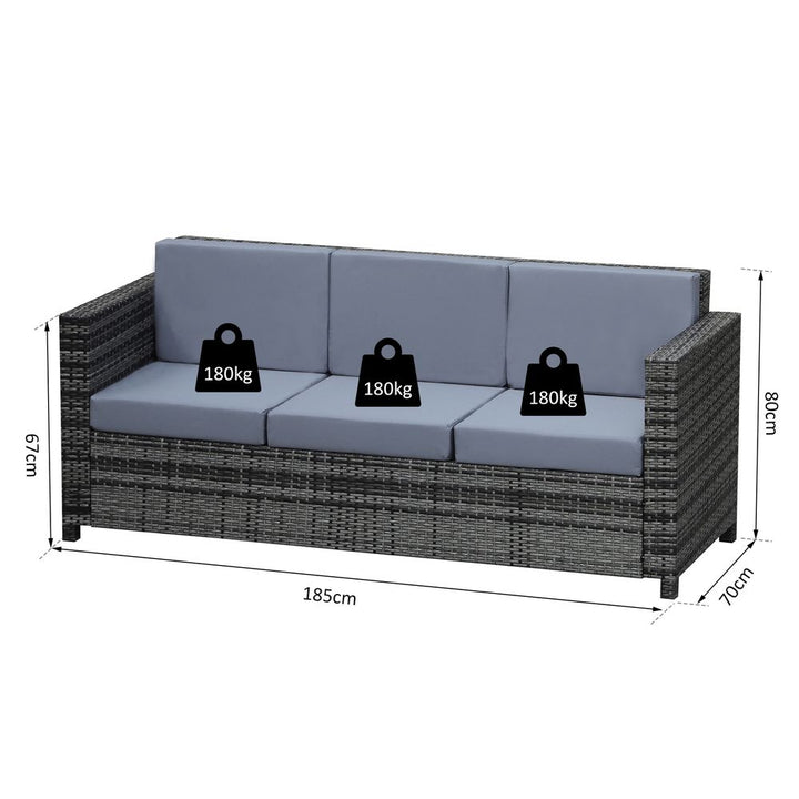 -Seater Weather Resistant Outdoor Garden Rattan Sofa Grey