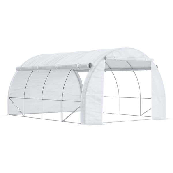  Polytunnel Greenhouse Pollytunnel Tent w/ Steel Frame White