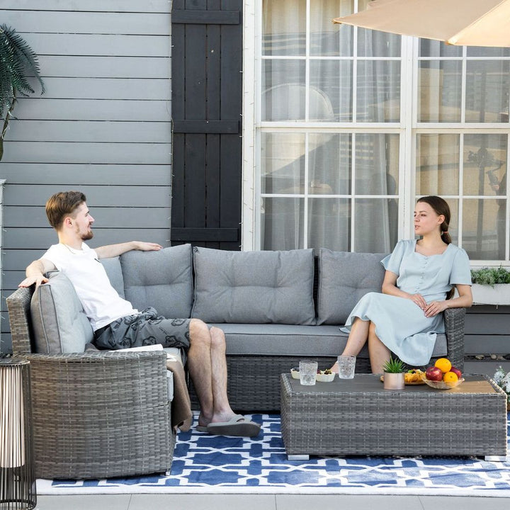 Aluminium Pieces Outdoor PE Rattan Sectional Conversation Sofa Set