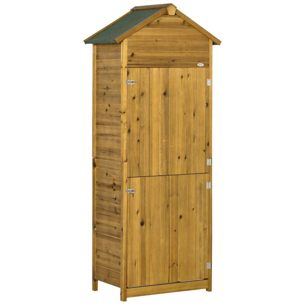 Wooden Garden Storage Shed Tool Cabinet w/ Two Lockable Door .