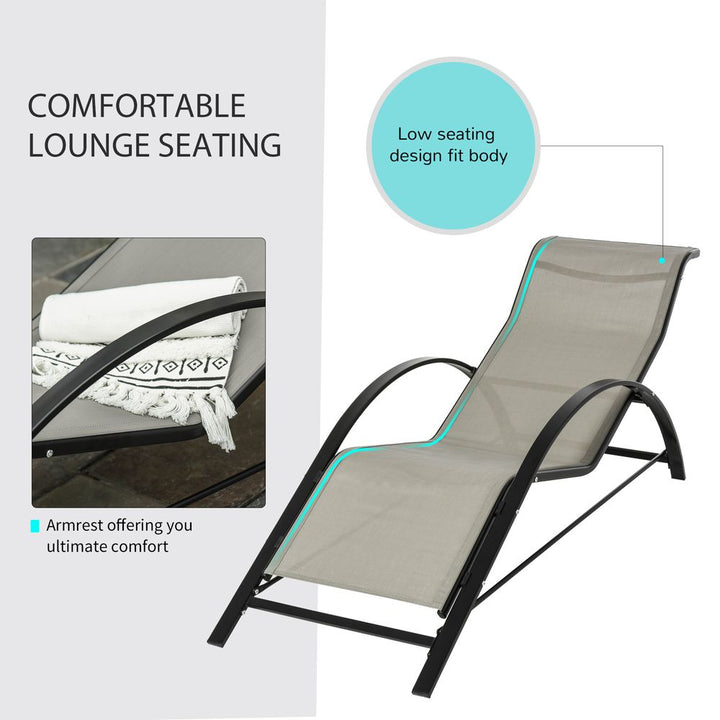  Pieces Lounge Chair Set Garden Sunbathing Chair w/ Table Grey Outsunny