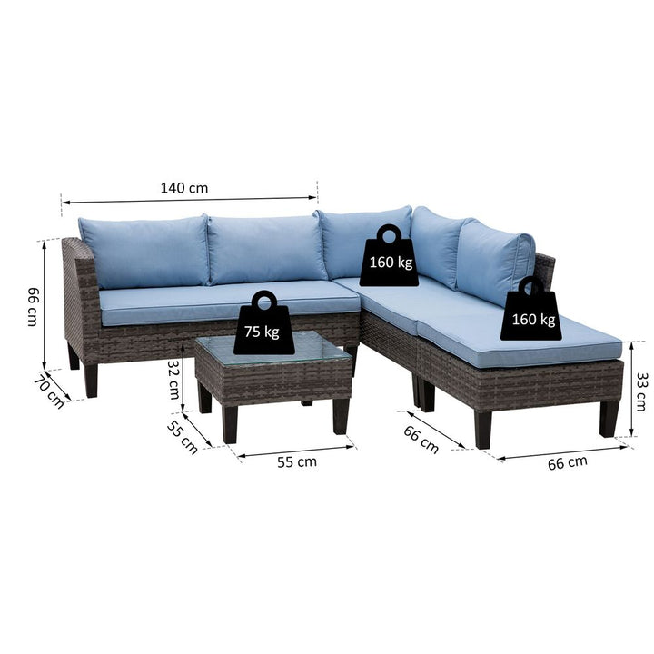 -Seater Outdoor Garden PE Rattan Furniture Set Blue