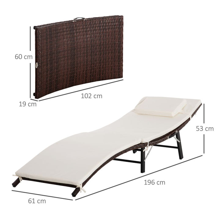 Outsunny Folding Rattan Sun Lounger, H 