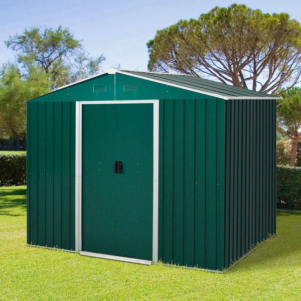 Outdoor Garden Roofedetal Storage Shed Tool Box Ventilation & Sliding Doors