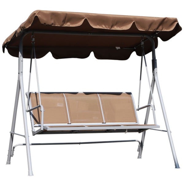 Outsunny Outdoor -Seater Swing Chair Garden Hammock Bench Rock Shelter-Brown
