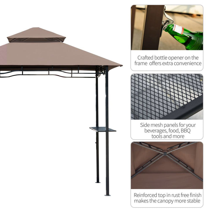 Outsunny ft Double-Tier Gazebo Grill Canopy Tent Shelter-Coffee
