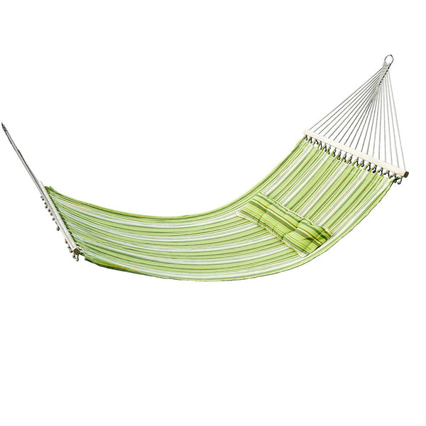 Double Outdoor Patio Cotton Hammock Swing Bed with Pillow