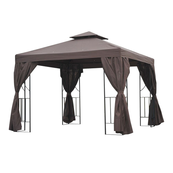 x Gazebo W/Side Panel-Brown