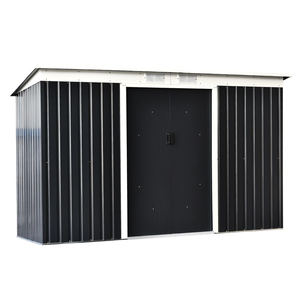 9 x 4FT Outdoor Garden Storage Shed w 2 Door Galvanised Metal