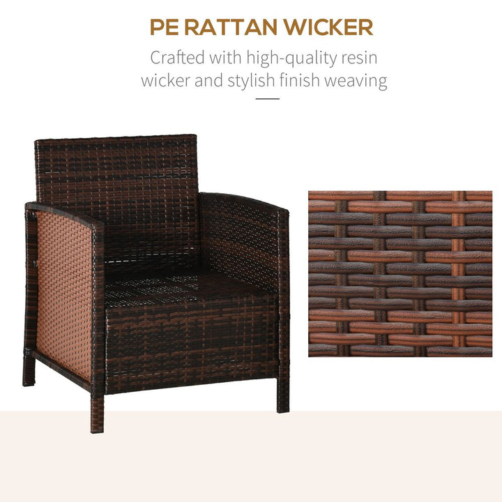  Seater Rattan Furniture Patio Bistro Set Cushion Pillow - Brown