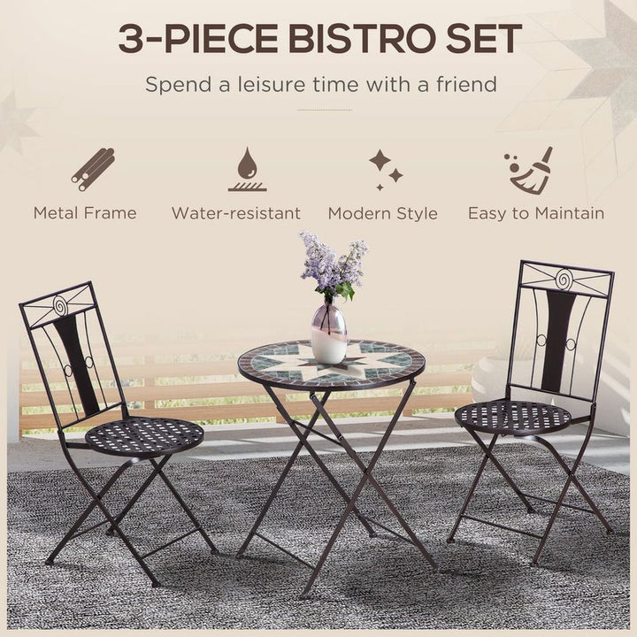 -Piece Patio Bistro Set w/osaic Round Table and Armless Chairs