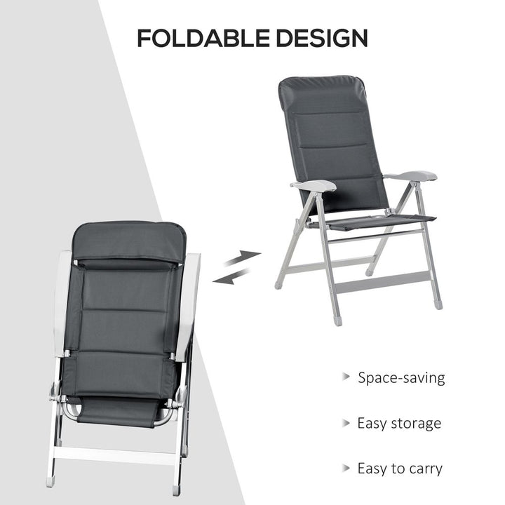  Patio Folding Dining Chair Adjustable Back & Armrest Portable Deck Grey