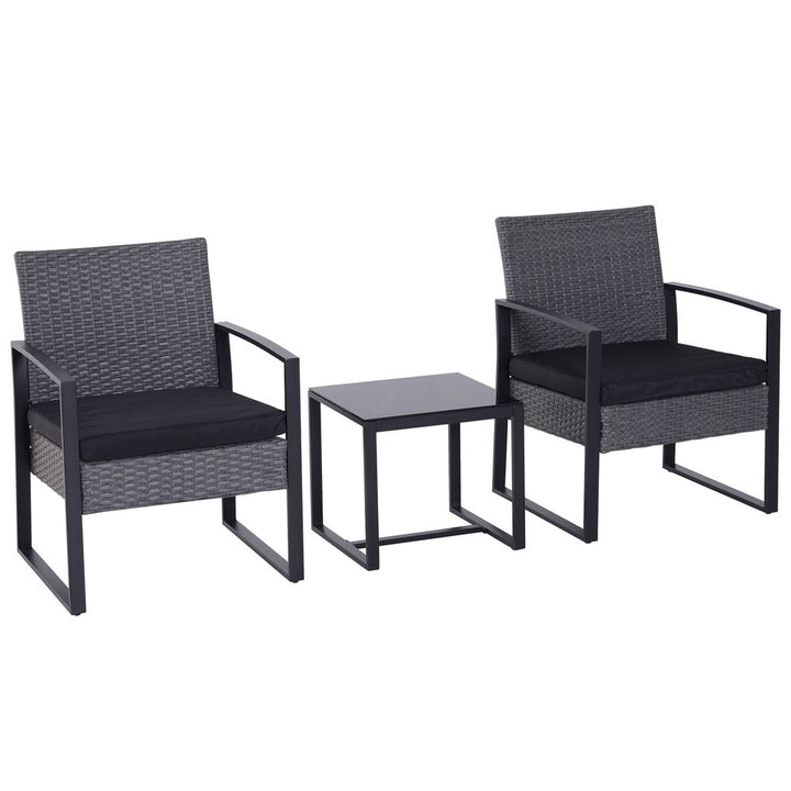  Pieces Rattan Dining Set Patio Bistro Table Chair Conversation Set