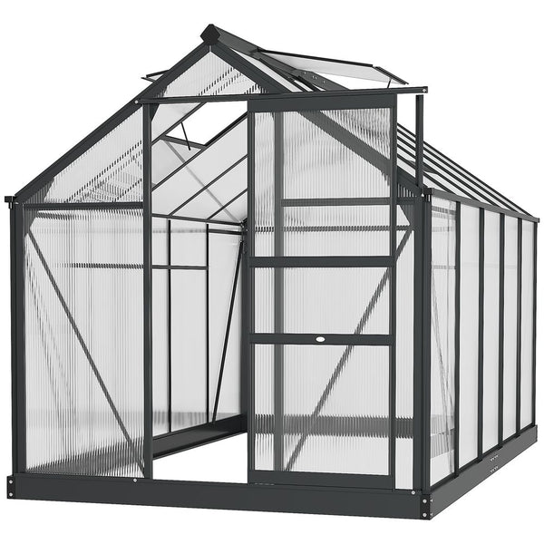 Polycarbonate Walk-In Garden Greenhouse Aluminium Frame w/ Slide Door x ft