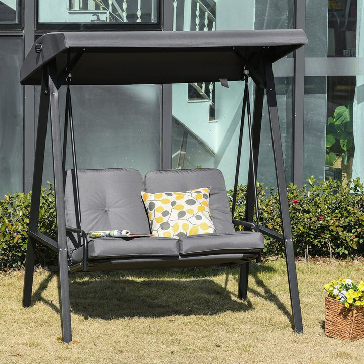  Seater Covered Swing Chair Lounger Hammock Bench with Cushion Tilt Canopy
