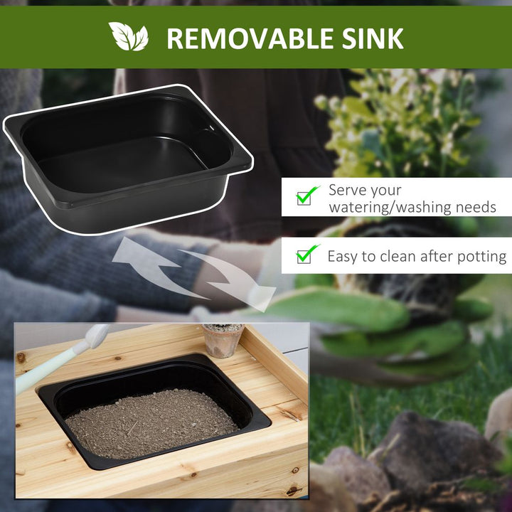 Potting Bench Table, Workstation withetal Sieve Screen, Removable Sink,