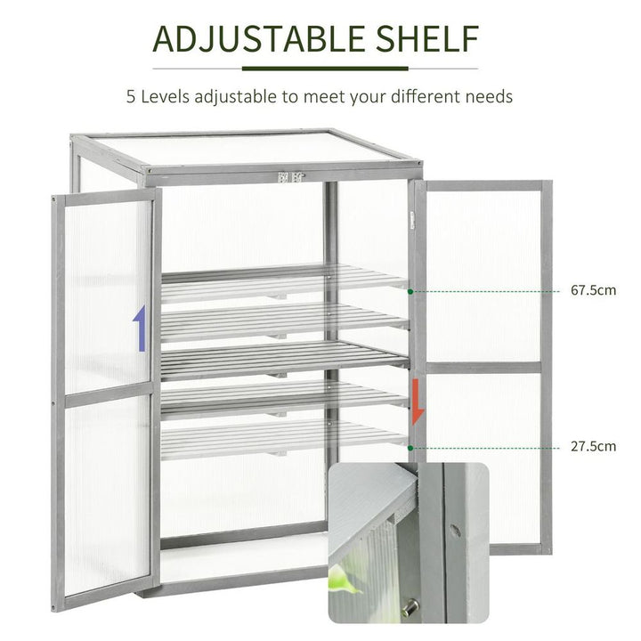 Wood Cold Frame Greenhouse Outdoor Indoor PC Board Grey