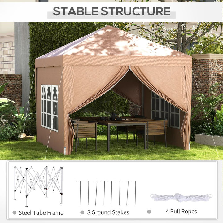 Outsunny x Pop Up Gazebo Party Tent Canopyarquee with Storage Bag Coffee