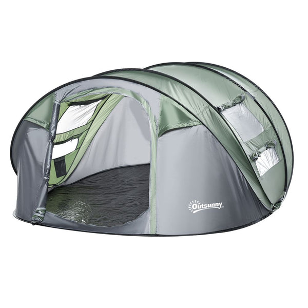 Camping Tent Dome Tent Pop-up Design with Windows for - Person Outsunny