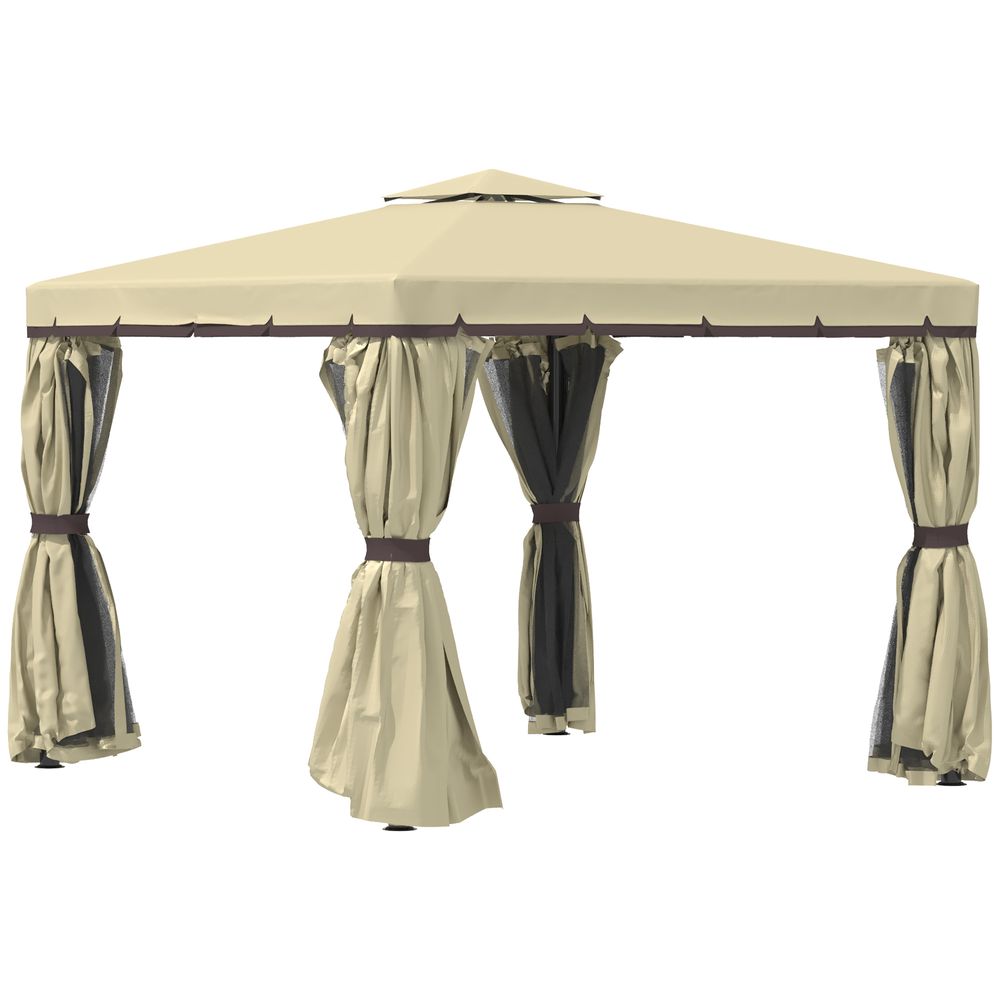 3x3m Patio Gazebo Water Repellent Roof Mosquito Net Aluminium