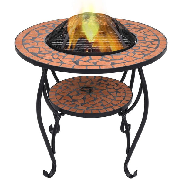 Mosaic Fire Pit Table Terracotta Ceramic