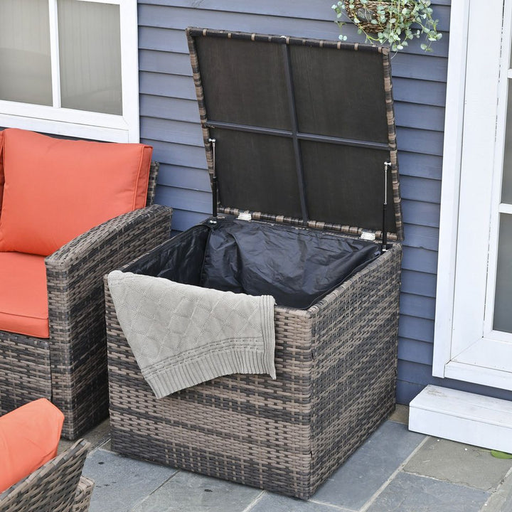  Rattan Wicker Sofa Set Sectional & Storage Table & Cushionixed Brown
