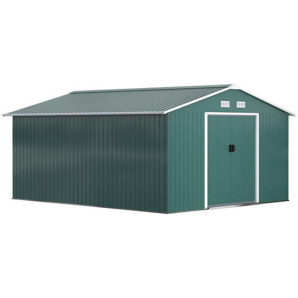 ft x ft Outdoor Roofedetal Storage Shed Foundation Vent & Doors Green