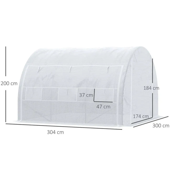  Polytunnel Greenhouse Pollytunnel Tent w/ Steel Frame White
