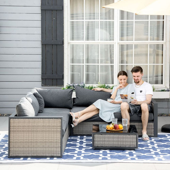  Patio PE Rattan Sofa Set Sectional Conversation Furniture Set